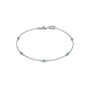 Round Emerald 5 Stone Station Bracelet 1/10 ctw 14K Gold JP: 26100 - Picture 1 of 16