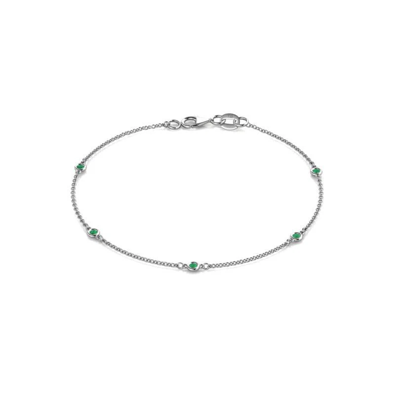 Round Emerald 5 Stone Station Bracelet 1/10 ctw 14K Gold JP: 26100 - Image 1 of 1