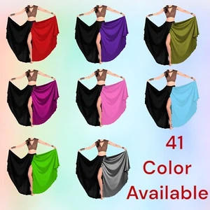 Flamenco Draped skirt Belly Dance Front Cut Slit Skirt Full Circle Skirt S59 - Picture 1 of 45