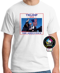 Trump Surviving Assassination Attempt - Fist Up 2024 MAGA T-Shirt - Picture 1 of 8