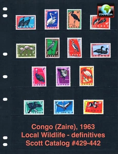 1/3 off $12.00 Scott Value - 1963 CONGO Wildlife definitives ZAIRE CV MNH NH UMM - Picture 1 of 4