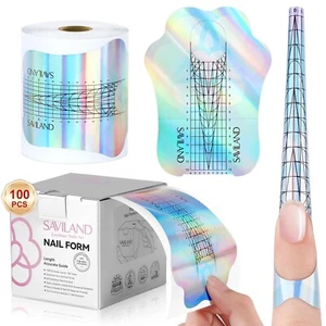 Saviland Long Length Nail Forms: 100Pcs Professional Poly Gel Nails Forms Strudy - Picture 1 of 7