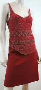 MONICA SOCOLOVSKY & JEAN PAUL GAULTIER Burgundy Beaded Evening Top & Skirt Suit - Picture 1 of 12