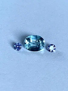 Andy's Gem Garage Sale - 9x7 Oval Aquamarine / Tanzanite 3.5mm Combo Natural! - Picture 1 of 4