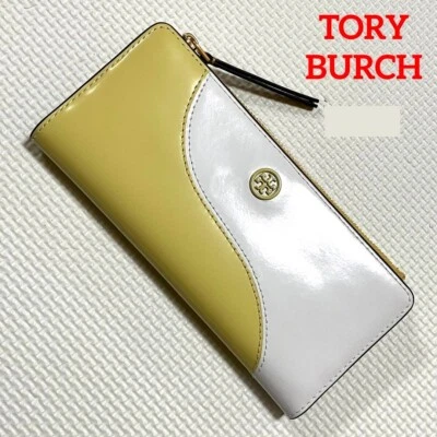 Cartera Larga Tory Burch Nueva Sin Usar Charol Amarillo Blanco Foto 1 de 4