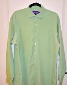 Ralph Lauren Purple Label Button Up Shirt Green Gingham Print Size Large - Picture 1 of 17