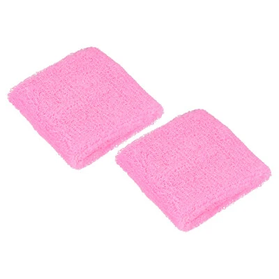 Deportes Muñequeras 8x8cm, 2pzs Algodón Rizo Tela Absorbente Sudor Banda, Rosa - Imagen 1 de 4