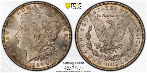 1886 Morgan Silver Dollar PCGS MS63 - Nice Toning! Cover