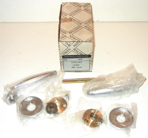 VINTAGE BALDWIN HARDWARE ESTATE PAIR 5106-260 CHROME LEVER W/ ROSES NOS Cover