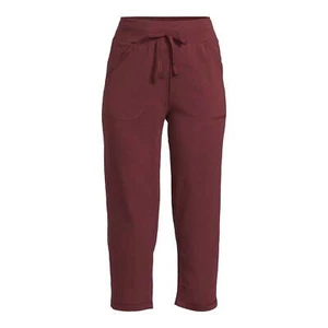 Athletic Works Women's Deep Red Chianti Core Knit Capri Pants Size M 8-10 NEW - Picture 1 of 5