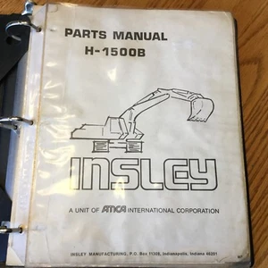 Insley H-1500B PARTS MANUAL CATALOG BOOK LIST HYDRAULIC EXCAVATOR GUIDE BINDER - Picture 1 of 3