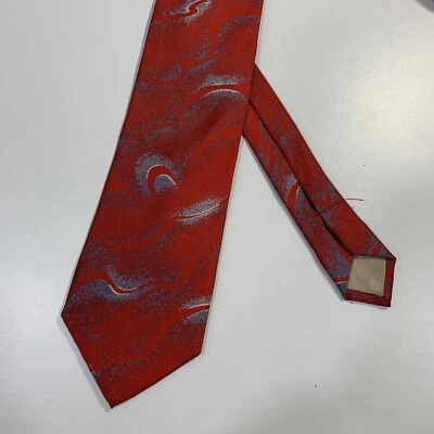 Corbata Cuello Paco Rabanne Rojo Azul Diseño Geométrico 100% Seda Clásica Hecha en Italia Foto 1 de 4