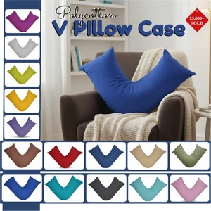 Premium Polycotton V-Shaped Pillowcase Cover for V Pillow Head Back Neck Support - Picture 1 of 72