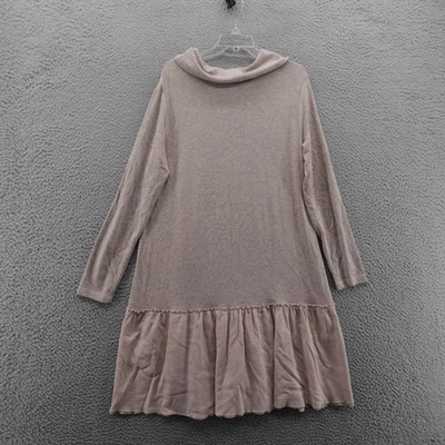 Soft Surroundings Cowl Neck Sweater Dress Large Pink Tiered Long Sleeve Womens - Image 1 of 4