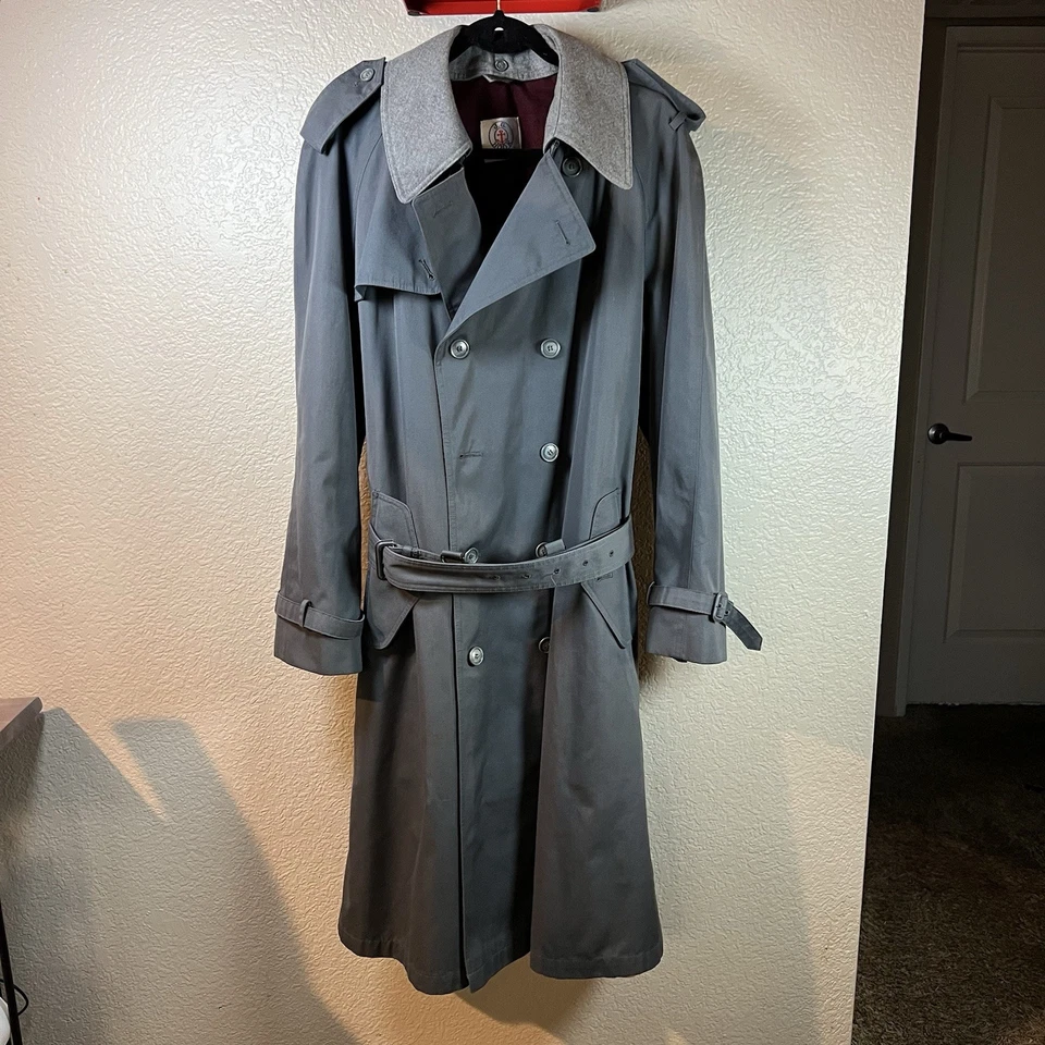 J. G. Hook Vintage Mens Coat Cotton Double Breasted Belted Long Trench Sz 40 - Image 1 of 4