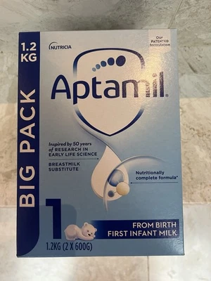 Aptamil 1 First Baby Milk Powder, From Birth, 1.2K (Pack of 3) Total 3.6kg 11/26 - Image 1 of 2