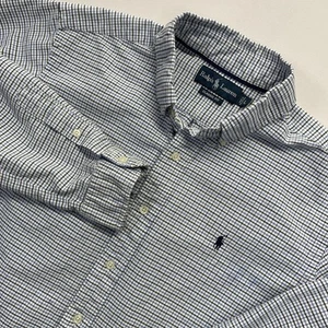 Polo Ralph Lauren Shirt Men Large Blue Black Plaid Long Sleeve Preppy - Picture 1 of 11