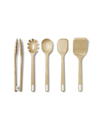 Juego de utensilios de madera de alcaravea - Juego de utensilios de cocina de 5 piezas - Cuchara, servidor, Scr... Foto 1 de 4