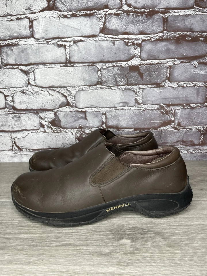 Merrell Encore Moc Pro Mahogany Brown Leather Slip On Clogs Men Sz 8.5M US/42EU - Image 1 of 4