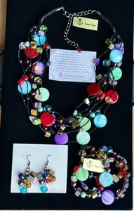 NEU 3-teiliges Premier Designs Halskette Armband & Ohrringe SET Multicolor SPEKTRUM C - Bild 1 von 14