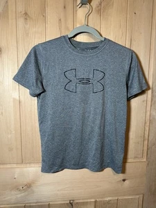 Under Armour Shirt Youth Boys M Gray Loose Short Sleeve Athletic Heatgear - Picture 1 of 4