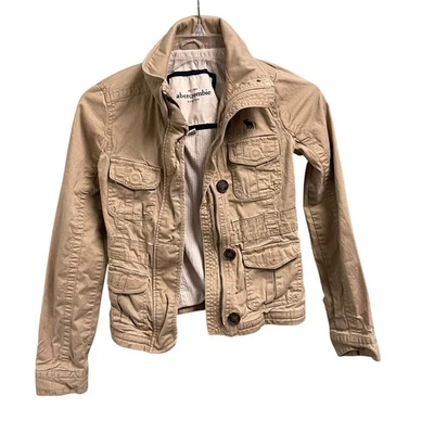 Abercrombie Niños Estilo Y2K Caqui Utilidad Chaqueta Niñas Talla Pequeña Botones Campo Foto 1 de 4