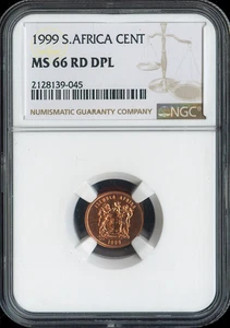 1999 South Africa Cent NGC MS66 RD DPL Quality - Picture 1 of 2