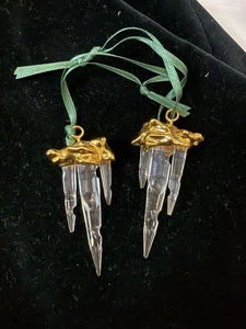 Pair Of Swarovski Crystal 1997 Christmas Memories Icicle Ornaments - Picture 1 of 4