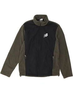 NEW BALANCE Mens Fleece Jacket UK 38 Medium Green Colourblock Polyester CK05 - Picture 1 of 3