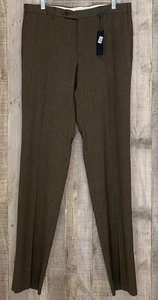 Pantalone elegante uomo Zanella Curtis marrone piatto davanti orlo grezzo TG 35 Italia NUOVO - Foto 1 di 13