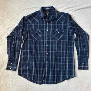 Camisa a Presión Plains Perla Para Hombre Grande Alta Hombre Western Wear Vaquero Azul a Cuadros - Imagen 1 de 9