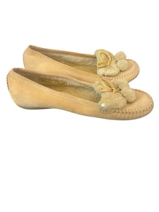 Cole Haan Women's Tan Leather Suede Shearling Moccasins Flats Size 8.5 - Picture 1 of 7