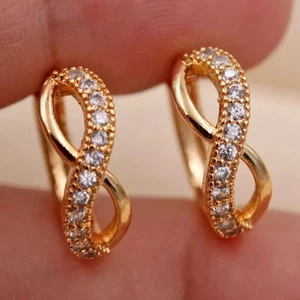 2Ct Round Lab Created Diamond Womens Huggie Hoop Earrings 14K Yellow Gold Plated - Picture 1 of 4