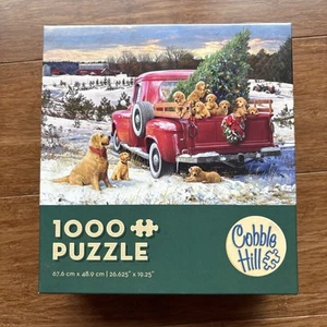 Cobble Hill Puzzle CHRISTMAS PUPPIES in Red Truck with Tree 1000 Piece Complete - Picture 1 of 1