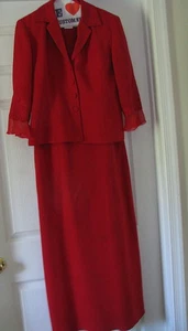 Ladies size 8 red 2 pc dress suit jumper blazer Plaza South womens jacket EUC - Picture 1 of 5
