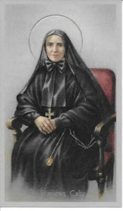 Tarjeta Santa de San Francisco Javier Cabrini y una Medalla Oxidada de Plata de 1" de Cabrini - Imagen 1 de 4