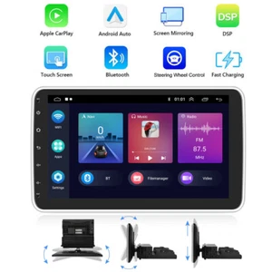 64GB Single DIN 10.1 Rotatable Screen Android 13 Wireless Carplay Car GPS Radio - Picture 1 of 15