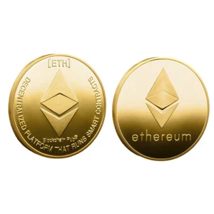 ETH Metal Ethereum Coin Commemorative Coin Crypto Novelty Medal Gold Plated Gift - Picture 1 of 9