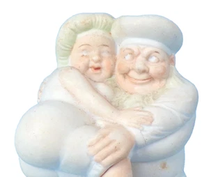 German Sailor & Wife Toothpick Holder Match Safe Bisque Antique #55 - Picture 1 of 8