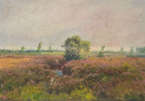 O. POTTHAST VON MINDEN (*1869), Blühende Heidelandschaft, Öl Impressionismus Lan - Bild 1 von 4