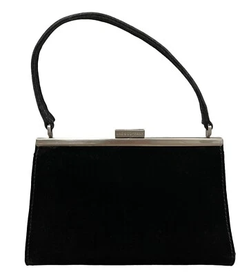 Nine & Co. Black Velveteen Clutch Evening Purse with Handle and Metal Clasp - Image 1 of 4