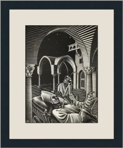 M.C. Escher Dream - Mantis Religiosa Custom Framed Print - Foto 1 di 2