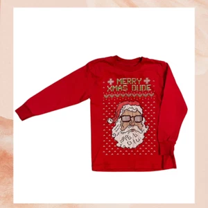 Holiday Time Boy's Red Merry Xmas Dude Long Sleeve Tee Size XS 4-5 - Picture 1 of 3