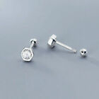 925 Sterling Silver 5mm Hexagon CZ Screw Back Stud Earrings for Men A1972