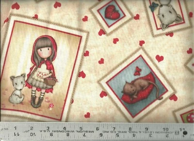 Santoro ~ Gorjuss Girl Photos Tan 27141-A ~ 100% Cotton Quilting Fabric BTY - Image 1 of 3