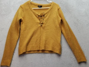 Love By Chesley Sweater Girls Size Medium Mustard Long Sleeve Round Neck Lace Up - Picture 1 of 10