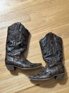 Corral Vintage Cowboy Boot C1957 Brown/Black Leather/Goat Skin US 9.5-10 M/W - Picture 1 of 8