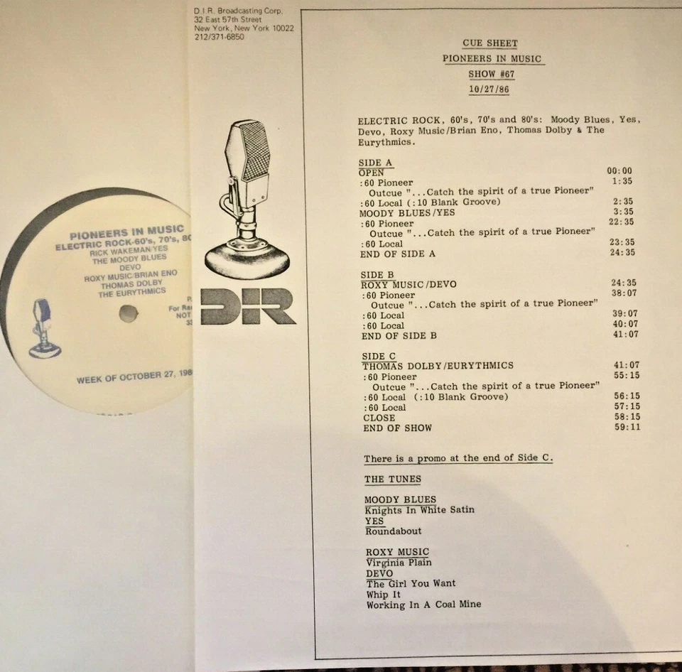 10/27/86 ELECTRIC ROCK PIONEERS IN MUSIC,  ROXY MUSIC,  DEVO, YES, MOODY BLUES - Image 1 of 1