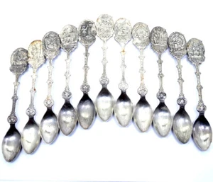 Vintage 11 SPOON CHRISTMAS 1979-1989 HOLLAND DAI 45 EPNS Souvenir Collector Set - Picture 1 of 7