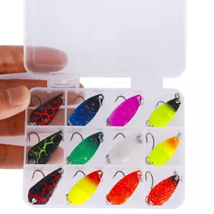 12PCS Box Fishing Lures Trout Spoon Casting Spoons Metal Crankbait Tackle Bass - Picture 1 of 5